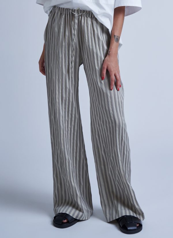 STRAIGHT EASY PANT IN BEIGE MIX WIDE RIPPLE STRIPE - Image 7