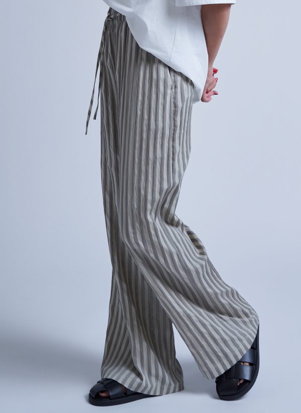 STRAIGHT EASY PANT IN BEIGE MIX WIDE RIPPLE STRIPE - Image 8