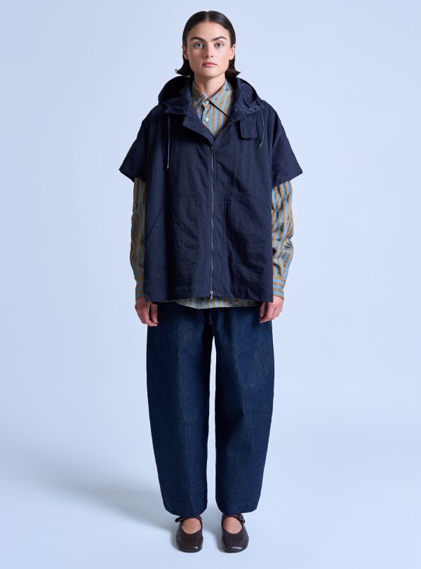 TRACKER PONCHO IN MIDNIGHT BLUE NYLON TWILL - Image 2