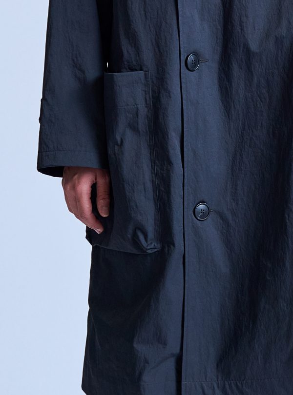 PEAKED LAPEL TRENCH COAT IN CHARCOAL NYLON TWILL - Image 8