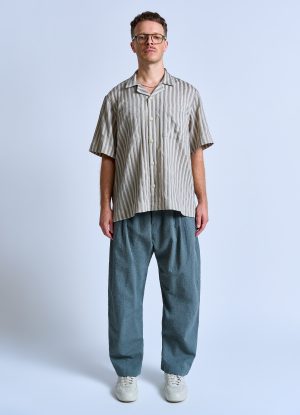 S/S TERRACE SHIRT IN BEIGE MIX WIDE RIPPLE STRIPE
