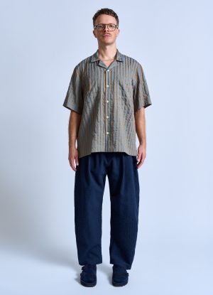 S/S TERRACE SHIRT IN MUSTARD MIX WIDE RIPPLE STRIPE