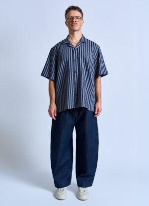 S/S TERRACE SHIRT IN BLUE MIX WIDE RIPPLE STRIPE