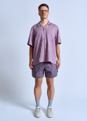 S/S TERRACE SHIRT IN LILAC MIX WIDE RIPPLE STRIPE